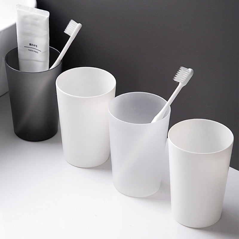 Elegant Modern Transparent Matte Plastic Mouthwash Cup for Home Bathroom