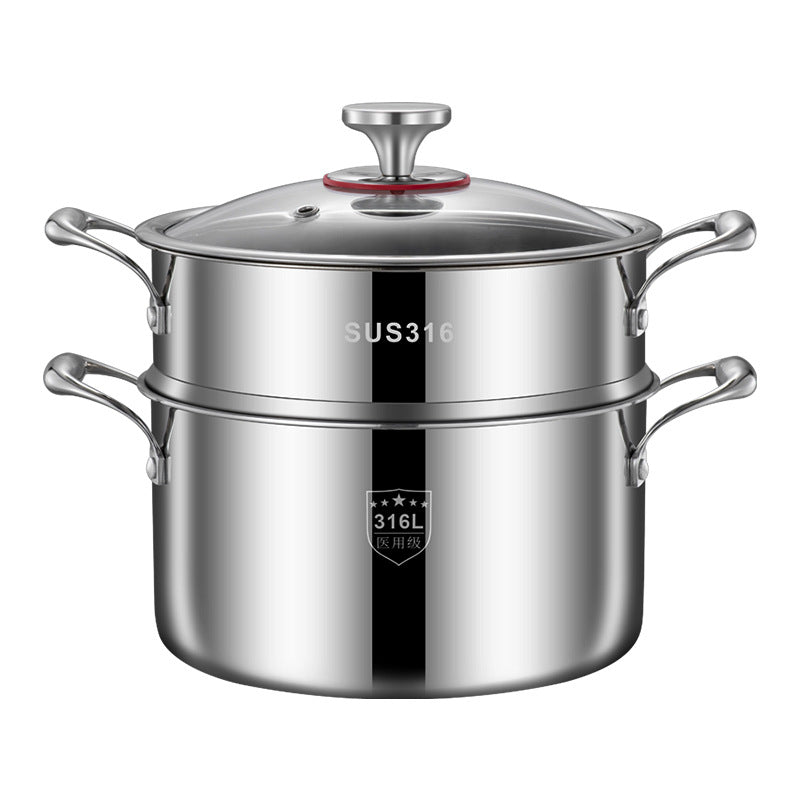 Premium 316L Seven-Layer Stainless Steel Soup/Steamer Cooker Pot