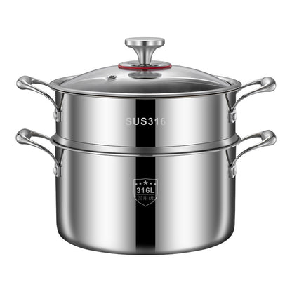 Premium 316L Seven-Layer Stainless Steel Soup/Steamer Cooker Pot