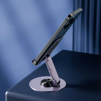 Versatile Metal Folding Tablet & Phone Holder - 360° Adjustable Desktop Stand