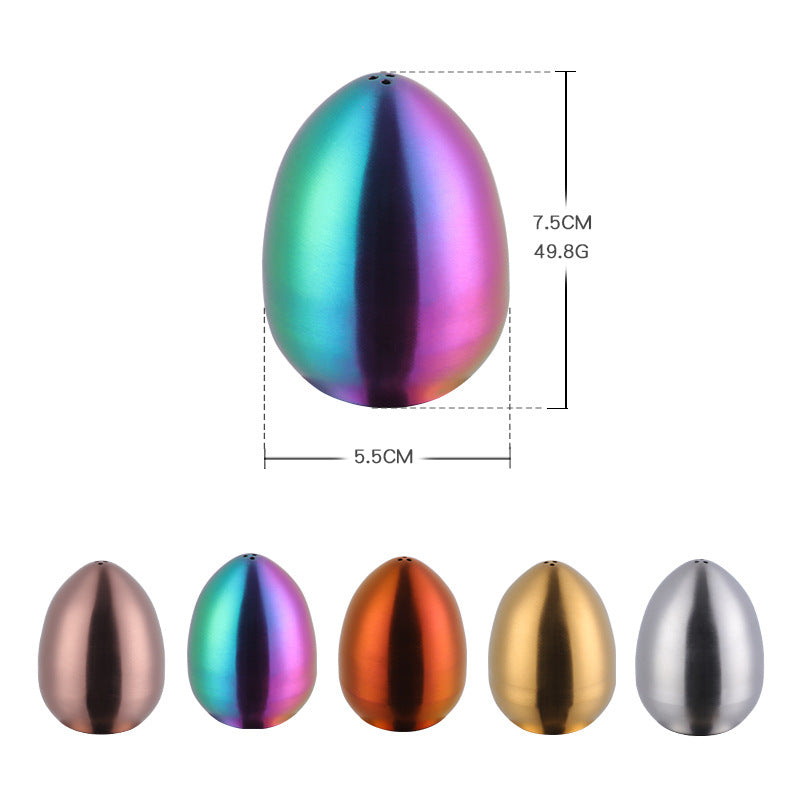 Stainless Steel Egg-Shaped Seasoning Shaker, Three-Hole Kitchen Spice Dispenser