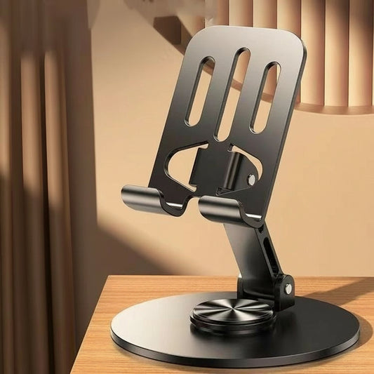 Versatile Metal Folding Tablet & Phone Holder - 360° Adjustable Desktop Stand