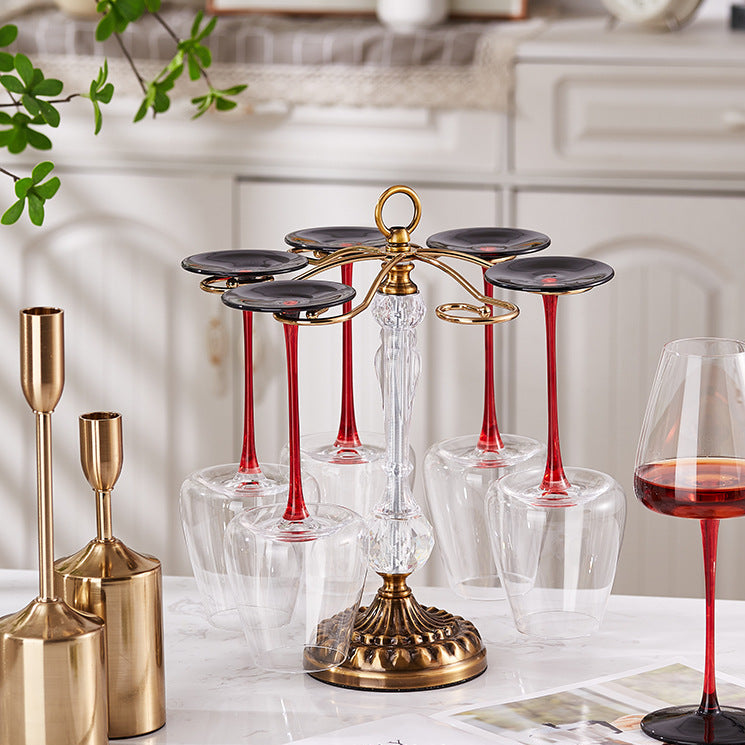 Elegant Iron Wine Glass Rack - Freestanding, No-Punch Installation, Stylish Display