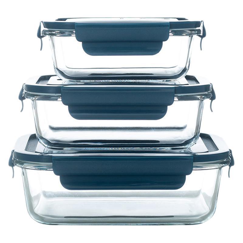 Microwave Safe Rectangular Glass Food Storage Container Bento Lunch Box