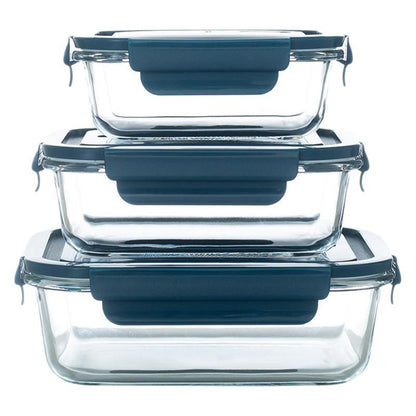 Microwave Safe Rectangular Glass Food Storage Container Bento Lunch Box