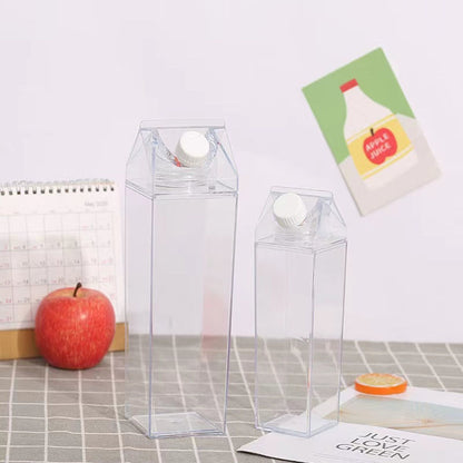Stylish Rotatable Square Milk Bottle for Juice, Tea, and Cold Drinks