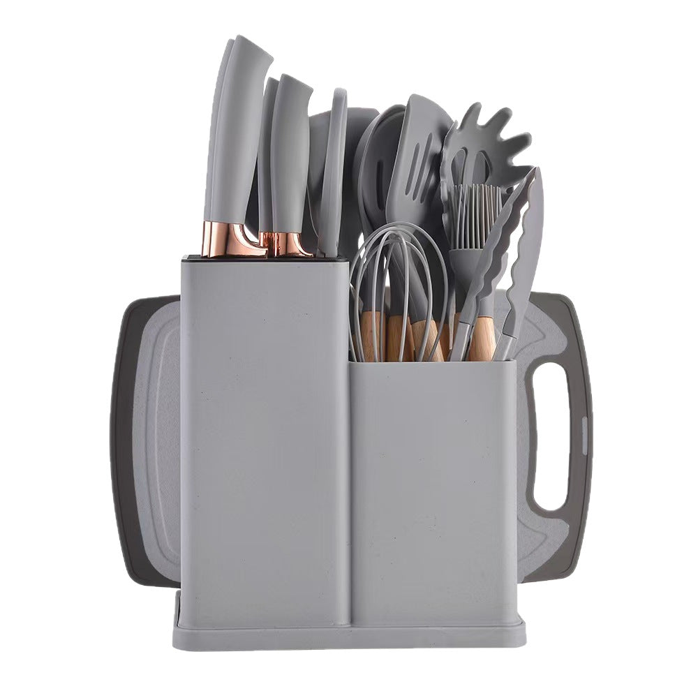 Ultimate Silicone Kitchen Tool Set with Wooden Handles - 19-Piece Non-Stick Cookware Essentials