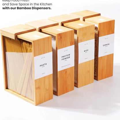 Elegant Bamboo Wood Cereal Dispenser Oatmeal Storage Container for Modern Kitchens