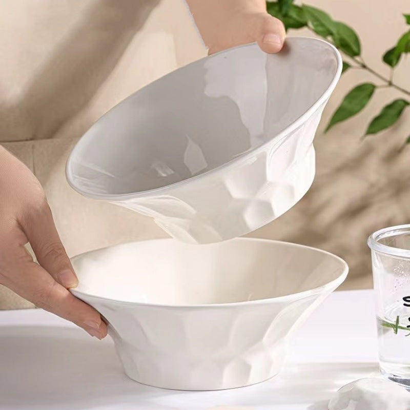 Elegant Nordic Pure White Porcelain 8-Inch Bowl for Soup, Ramen, Salad, Fruit