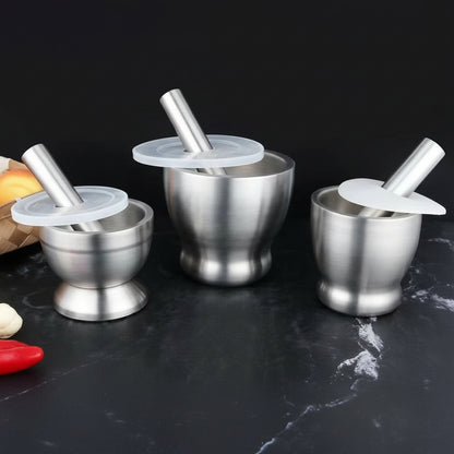 Premium 304 Stainless Steel Manual Garlic Mortar & Pestle Set