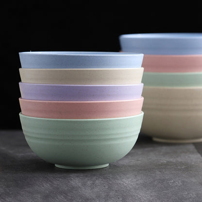Durable Wheat Straw Plastic Bowls Set, Reusable, Fall-Proof, Eco-Friendly Tableware