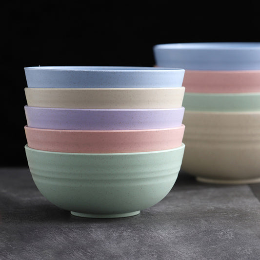 Durable Wheat Straw Plastic Bowls Set, Reusable, Fall-Proof, Eco-Friendly Tableware