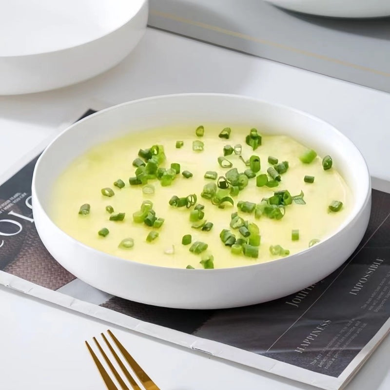 Elegant Nordic White Ceramic Deep Plate for Modern Home Dining & Serving