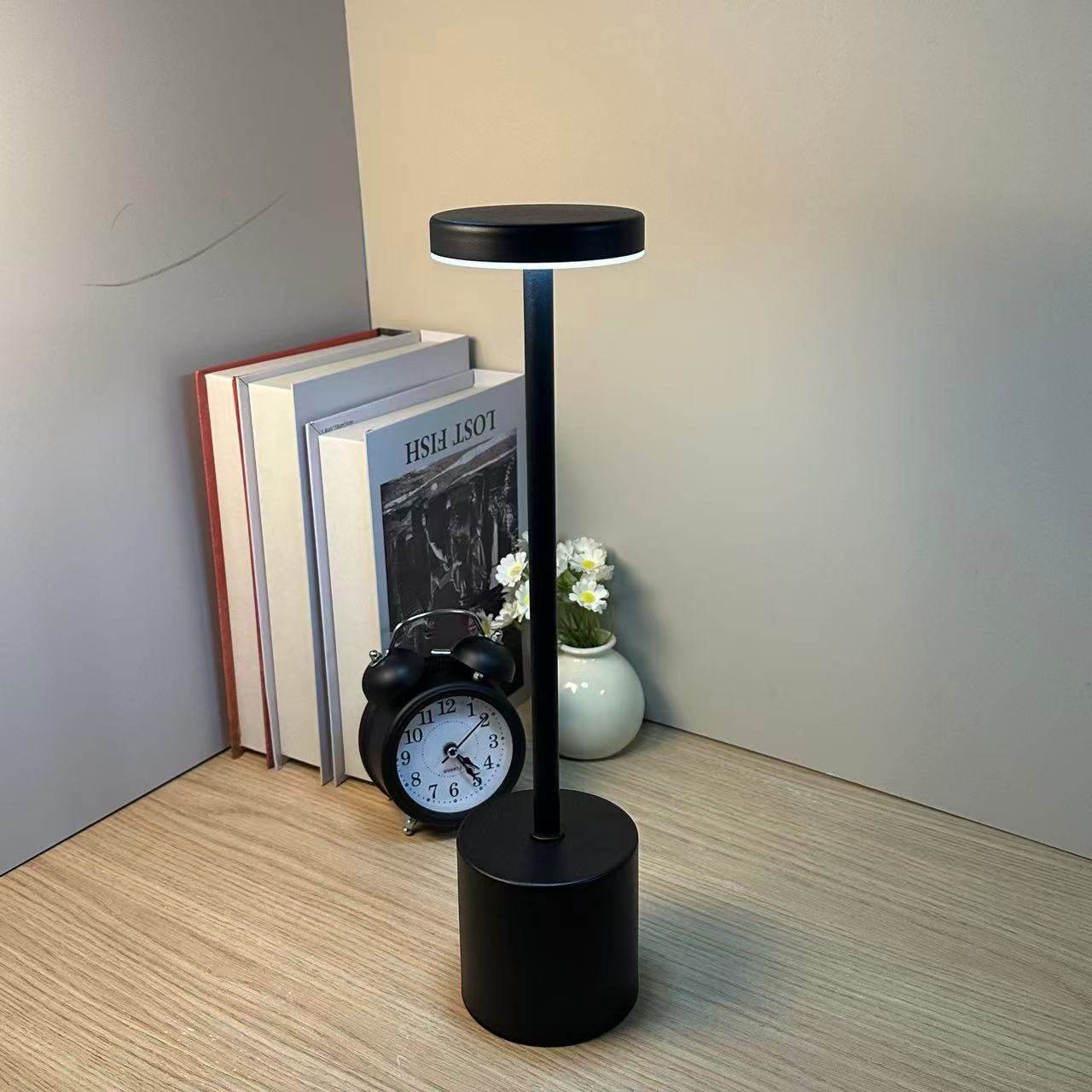 Modern Retro Metal LED Table Lamp, Touch Dimmable Night Light, USB Rechargeable