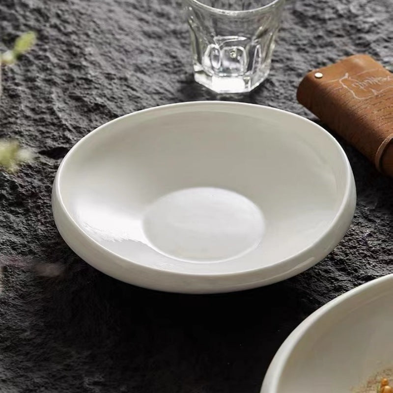 Chic Irregular Japanese Ceramic Dinner Plate - Modern Home Tableware, Microwave Safe