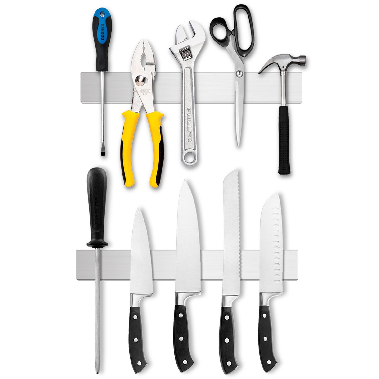 Hech 304 Stainless Steel Magnetic Kitchen Knife Rack Wall Mounted No-Drill