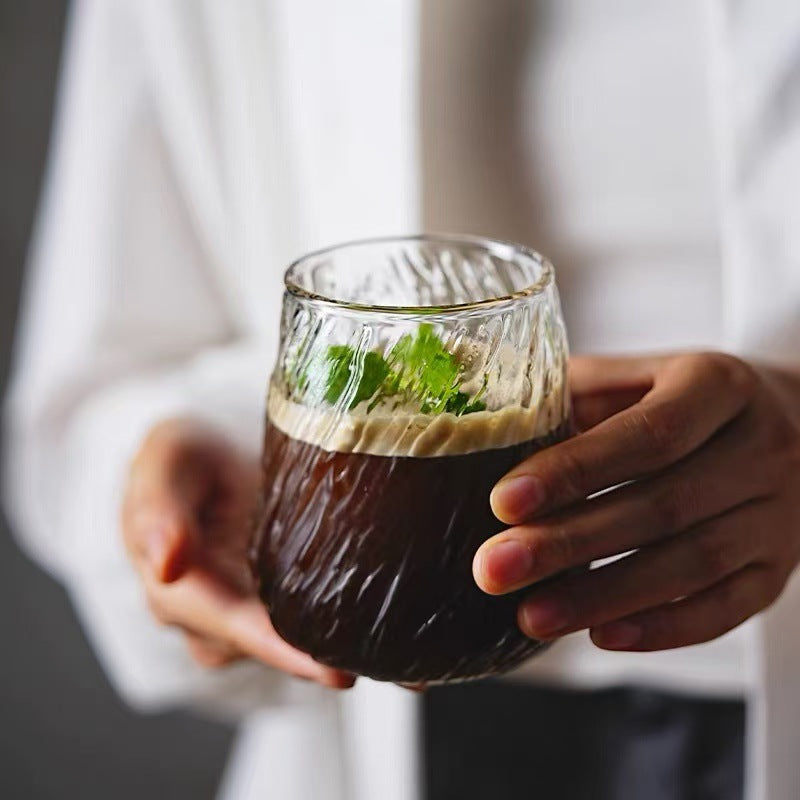 High Quality Large Capacity Spiral Glass Coffee Tea Cup
