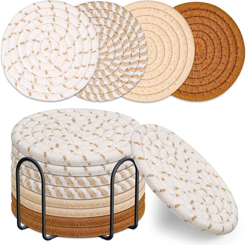 Handmade Cotton Rope Woven Heat Resistant Placemats Coasters Table Mats
