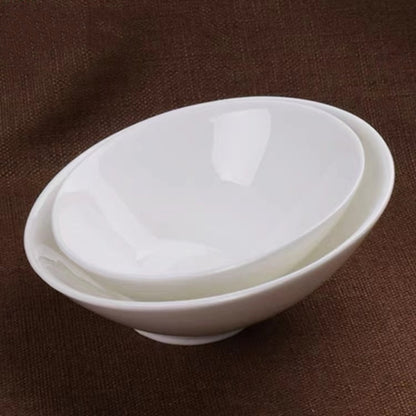 Nordic INS Pure White Ceramic Inclined Bowl for Salad, Pasta, Hotel