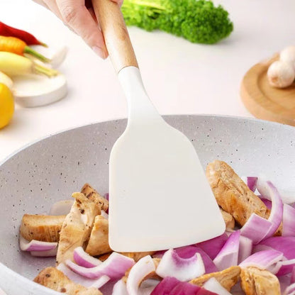Premium Silicone 12-Piece Kitchen Utensil Set with Wooden Handles - Non-Stick, Heat-Proof