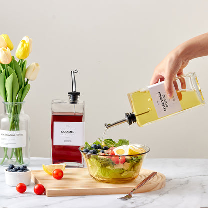 Modern Square Glass Oil Dispenser Bottle - 500ml Kitchen Cruet