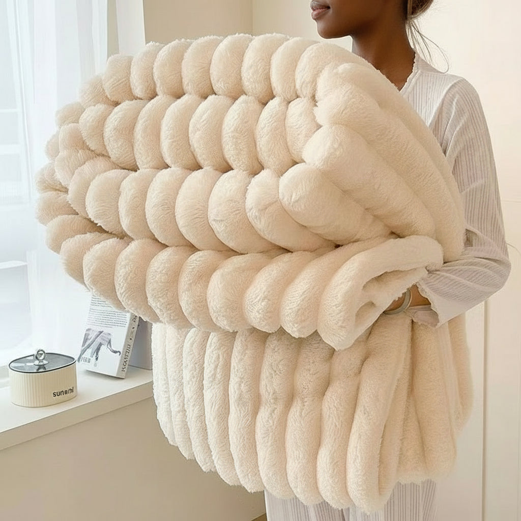 Ultra-Soft Thick Flannel Coral Fleece Blanket: Cozy Plush Warm Home Throw