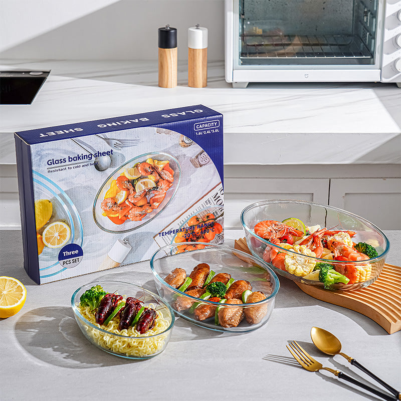 Versatile Oval Glass Baking Dish Set: Microwave & Oven Safe Large Capacity