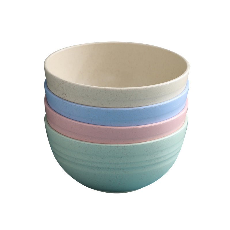Durable Wheat Straw Plastic Bowls Set, Reusable, Fall-Proof, Eco-Friendly Tableware
