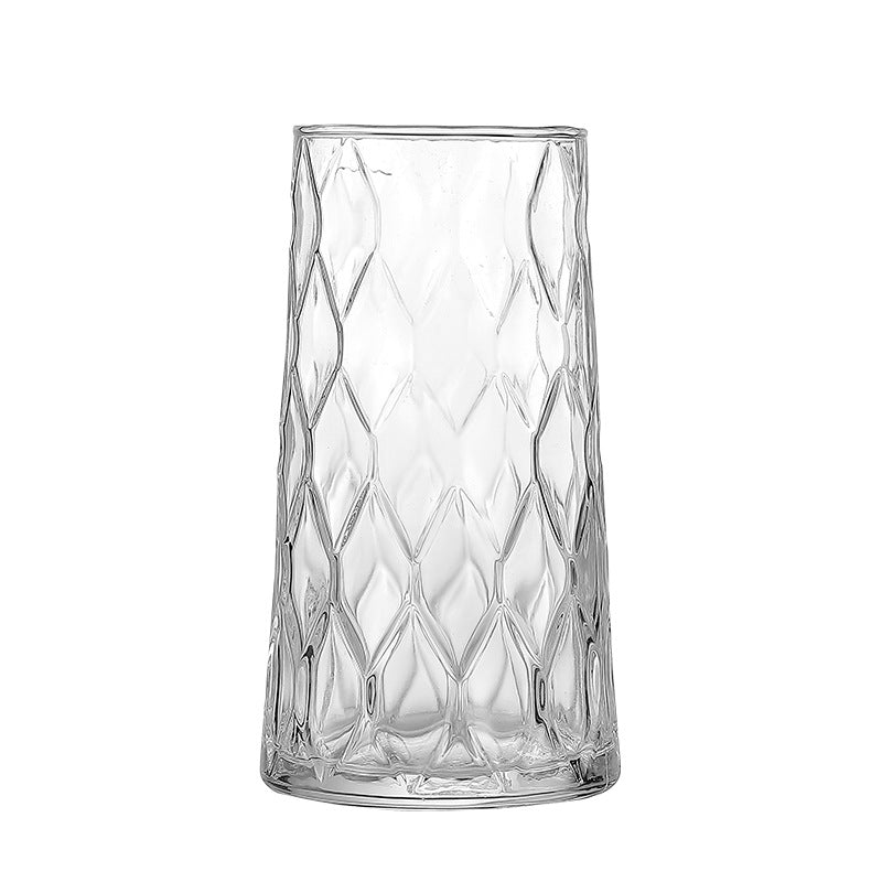Modern Diamond Glass Drinking Cup, Heat-Resistant for Water, Milk, Juice