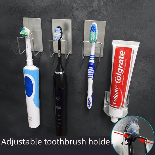 Durable 304 Stainless Steel Wall-Mounted Toothbrush & Toothpaste Organize Set