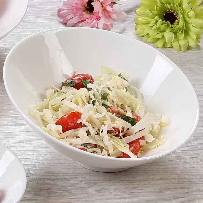 Nordic INS Pure White Ceramic Inclined Bowl for Salad, Pasta, Hotel