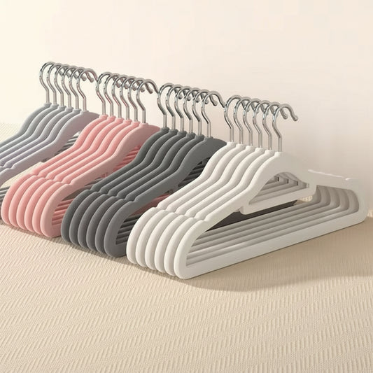 Premium Flocked Non-Slip Clothes Hangers - Wet & Dry Use, Shoulder-Friendly Design