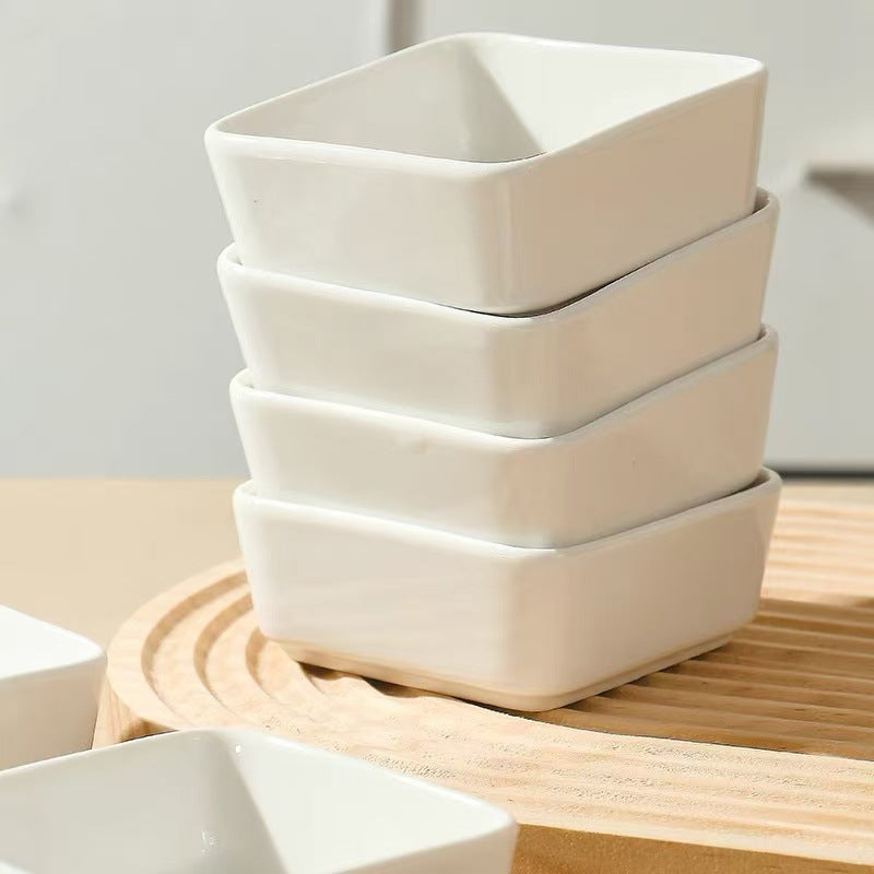 Square Ceramic Dipping Sauce Plate - Household Soy Vinegar Snack Dish