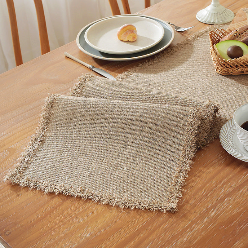 American Retro Natural Linen Woven Table Runner for Festivals & Home Decor