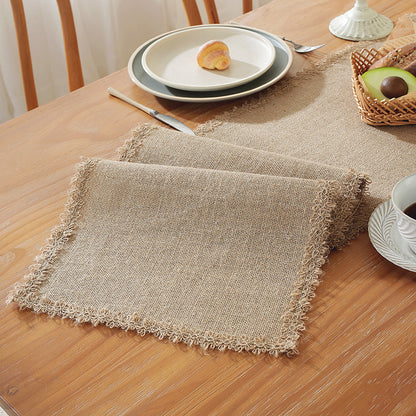 American Retro Natural Linen Woven Table Runner for Festivals & Home Decor
