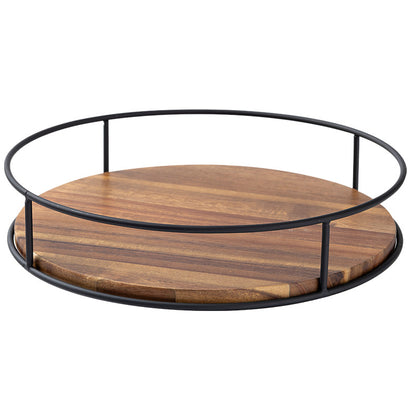 Stylish Rotating Acacia Wood Turntable Organizer for Kitchen Spices & Cosmetics