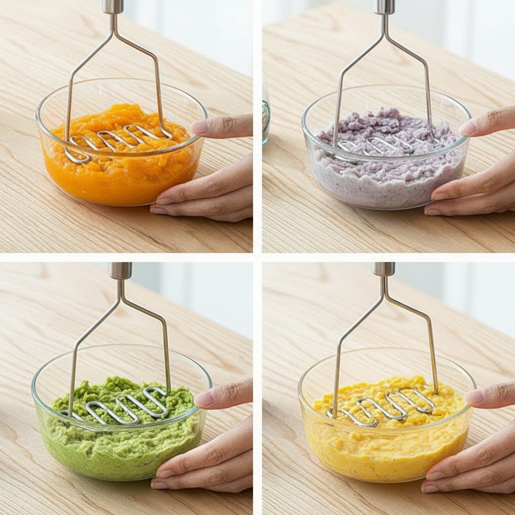 Premium Stainless Steel Potato Masher Baby Food Puree Presser Kitchen Gadget