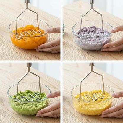 Premium Stainless Steel Potato Masher Baby Food Puree Presser Kitchen Gadget