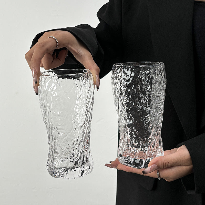 Creative Swirl Pattern Glass Tumbler for Iced Beverages, Frosted Juice & Beer Cup