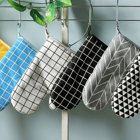 Premium Cotton Linen Anti-Scald Oven Mitts for Baking, Microwave & Kitchen