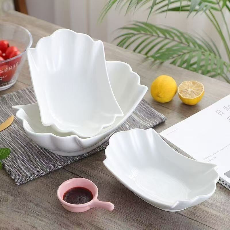 Distinctive Pure White Ceramic Phoenix Tail Serving Bowl for Modern Dining