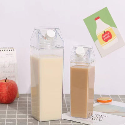 Stylish Rotatable Square Milk Bottle for Juice, Tea, and Cold Drinks