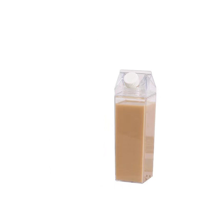 Stylish Rotatable Square Milk Bottle for Juice, Tea, and Cold Drinks