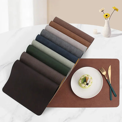 Premium Double-Layer PVC Leather Square Table Mat - Waterproof & Heat Insulated