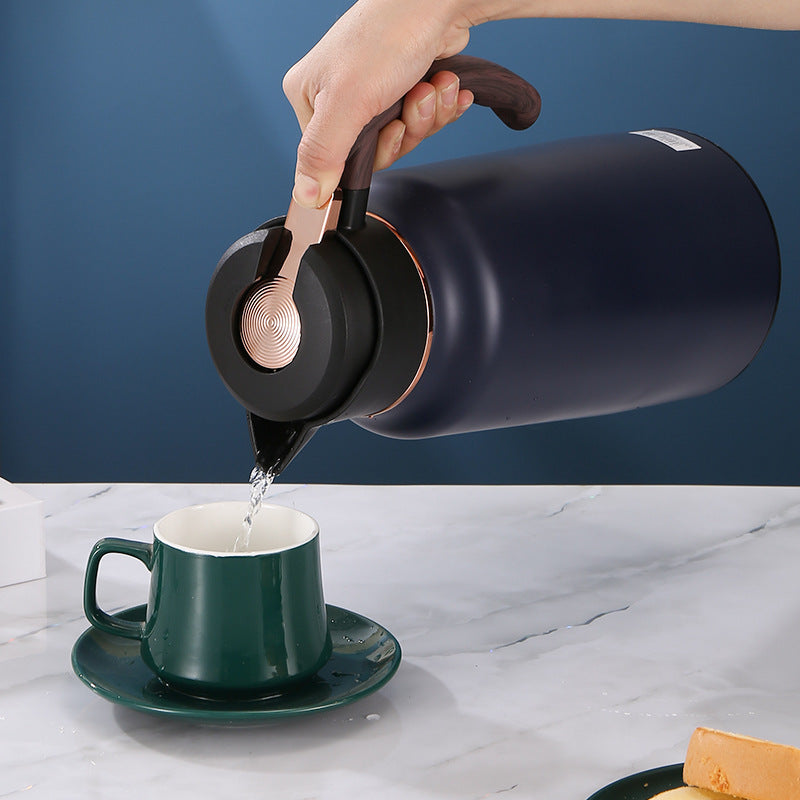 Premium 2.0L Stainless Steel Vacuum Thermos with Wood Handle for Home
