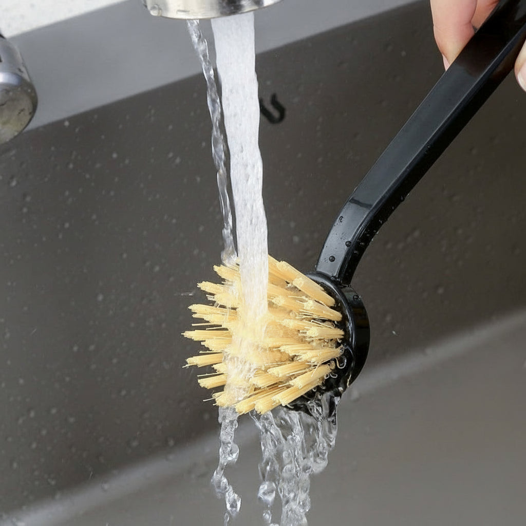 Effortless Long Handle Plastic Pot Brush for Kitchen Dishwashing Cleaning