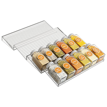 Adjustable Transparent Stepped Multi-Layer Spice Bottle Condiment Storage Rack
