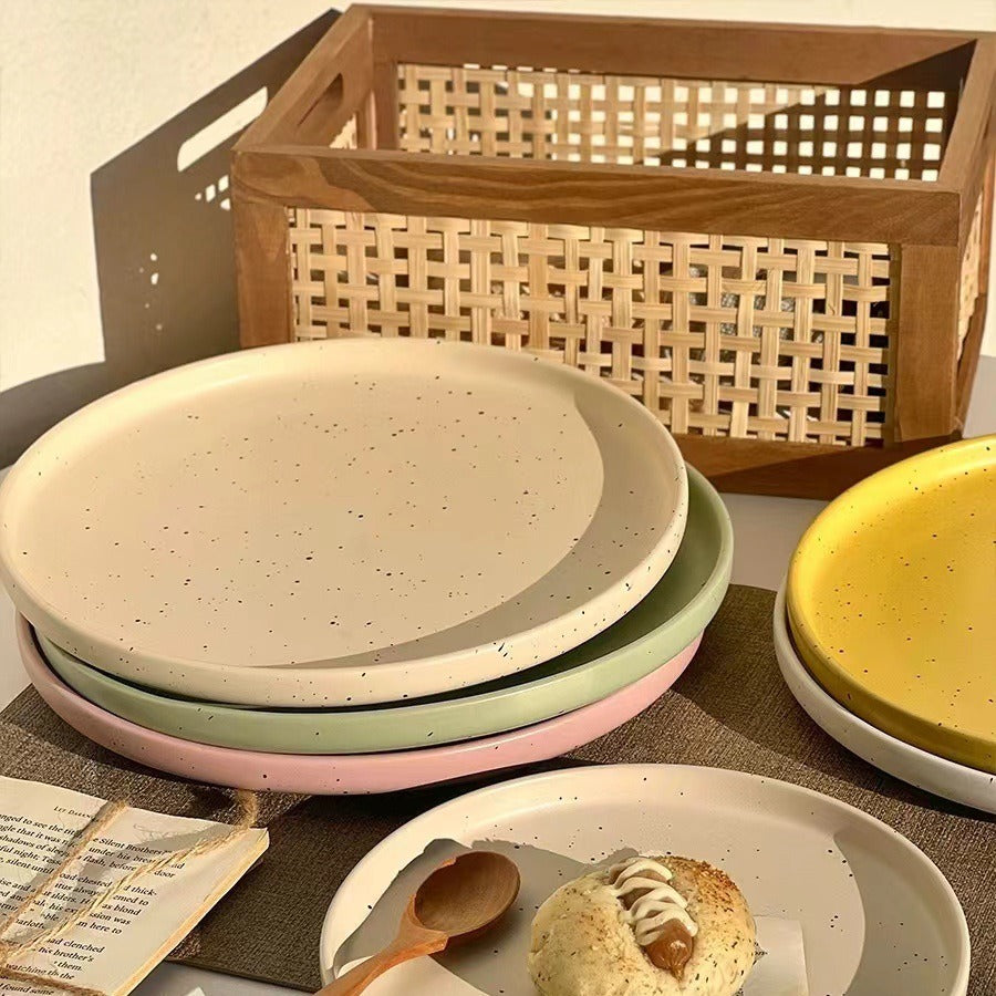 Elegant Korean INS Splashing Ink Ceramic Plate for Modern Dining