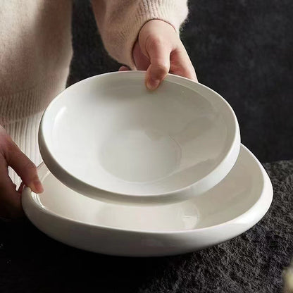 Chic Irregular Japanese Ceramic Dinner Plate - Modern Home Tableware, Microwave Safe