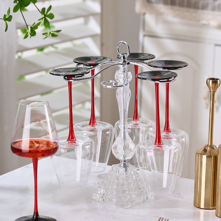 Elegant Iron Wine Glass Rack - Freestanding, No-Punch Installation, Stylish Display